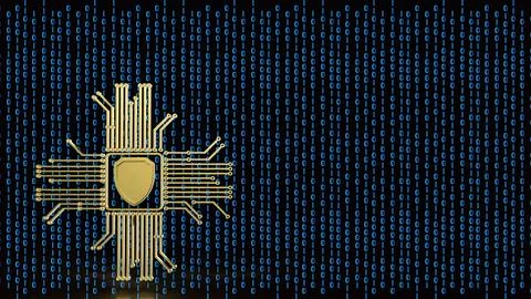 Digital Cyber Security Shield Circuit 3d render.. イラスト素材
