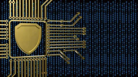 Digital Cyber Security Shield Circuit 3d render.. イラスト素材