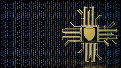 Digital Cyber Security Shield Circuit 3d render.. Stock Photos