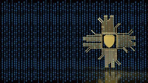 Digital Cyber Security Shield Circuit 3d render.. Foto stock