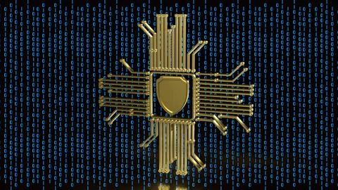 Digital Cyber Security Shield Circuit 3d render.. Stock Photos