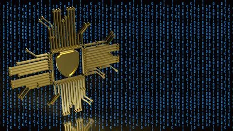 Digital Cyber Security Shield Circuit 3d render.. 스톡 사진