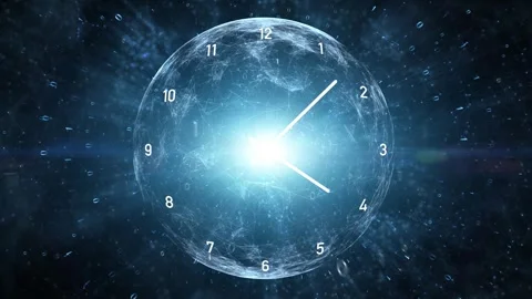 Digital cyber space endless loop time clock with sphere animation Stock Footage 340236296