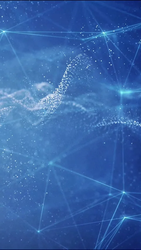 Digital Cyber Space, Network Mesh Plexus Particle Wave Motion 库存影片 346364341