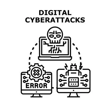Digital cyberattacks causing data error and system hacking Stock Illustration