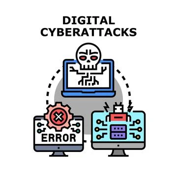 Digital cyberattacks causing data error and system hacking Stock Illustration