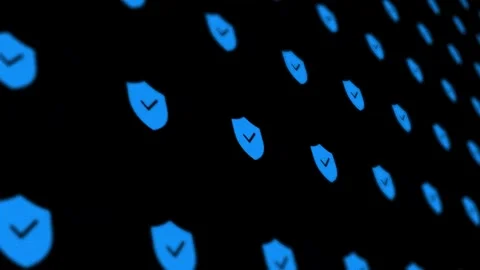Digital Cybersecurity Blue Shield Protection Motion Background Stock Footage 336148983