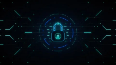 Digital cybersecurity concept: glowing padlock with futuristic circuitry ba.. Stock-Footage 337559752