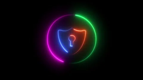 Digital Cybersecurity Concept with Glowing Red Shield and Lock Symbol Stock Footage 309265490