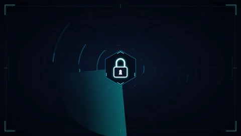 Digital cybersecurity hud interface with rotating radar scan and glowing pa.. Stock Footage 337559805