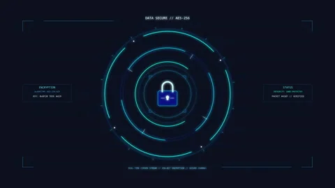 Digital cybersecurity lock icon, data privacy encryption, network protectio.. Stock Footage 348328534