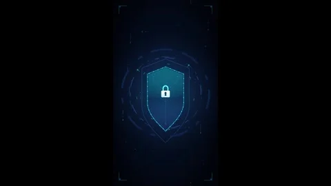 Digital cybersecurity shield animation with glowing lock for data protectio.. Stock Footage 337559831