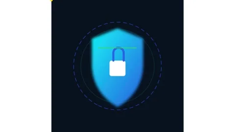 Digital cybersecurity shield animation with scanning lock for data protection Stock Footage 338188936