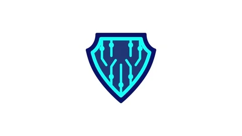 Digital cybersecurity shield icon with dotted line animation Vídeos de archivo 337151133