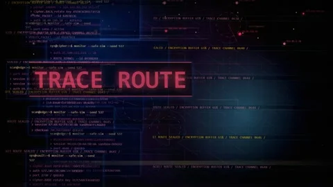 Digital Cybersecurity Trace Route Network Data Interface Stock Footage 335364540