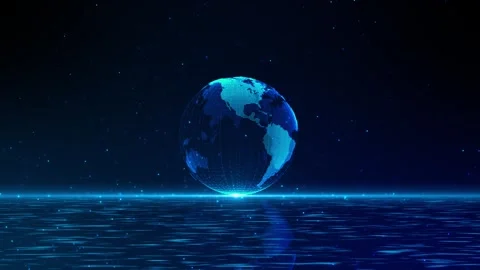 Digital cyberspace 3D big data Earth globe. Futuristic Earth Globe Worldwide 5G Stock Footage 313618758