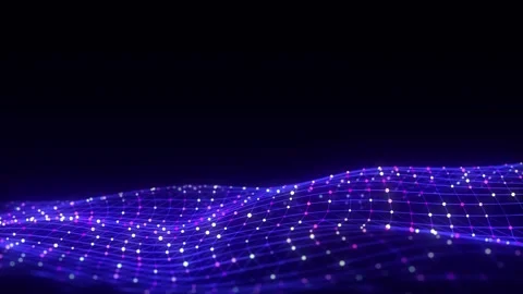 Digital cyberspace. Abstract wave with moving particles on a colors background. Stock Footage 249450510