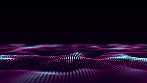 Digital cyberspace. Abstract wave with moving particles on a colors background. Stock Footage 249450785