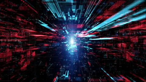 Digital cyberspace and data network connections. Transfer digital data Stock Footage 150409625