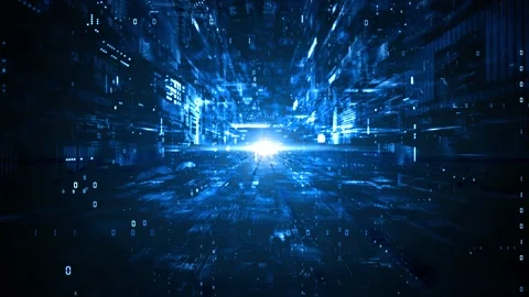 Digital Cyberspace and Data Network and Blockchain Connections Matrix Metaverse Stock-Footage 203850671