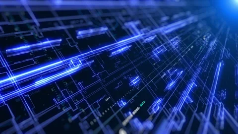 Digital Cyberspace and Data Network Connections Motion Graphic Stock Footage 338207095