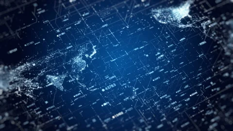 Digital Cyberspace and Digital Data Network Connections. High-Speed Connectio Stock Footage 164008054