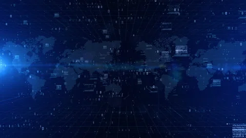Digital Cyberspace and Digital Data Network Connections. High-Speed Stock Footage 166834117