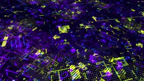 Digital cyberspace background with tech particle animation Video stock 296320396