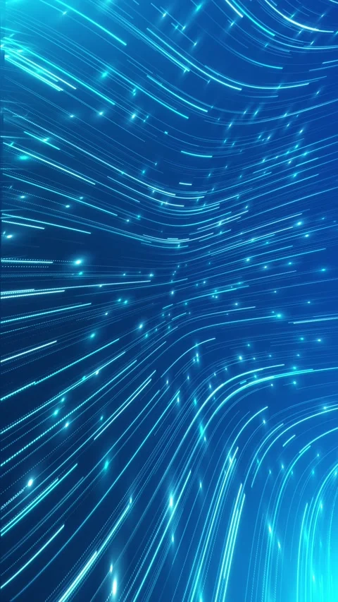 Digital cyberspace binary code wave glowing particles lines, high speed data Stock Footage 313880155