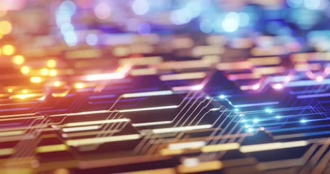 Digital cyberspace with circuitry and data stream Stock Footage 168952813