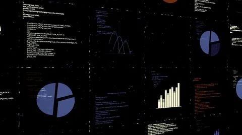 Digital cyberspace with data analysis process, high tech concept. Animation Stock Illustration