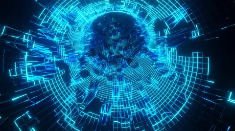 Digital cyberspace, data network tunnel background Stock Illustration