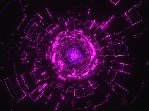 Digital cyberspace, data network tunnel background Stock Illustration