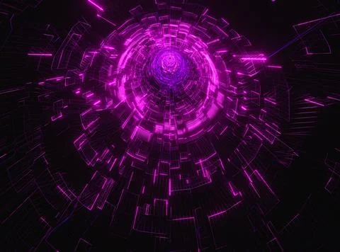 Digital cyberspace, data network tunnel background Stock Illustration