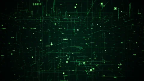 Digital Cyberspace with Digital Data Network Connections. High Speed Connecti Stock Footage 158343520