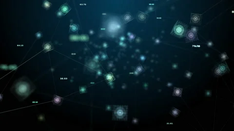 Digital Cyberspace, Digital Data Network and Blockchain Connections. Stock Footage 186393797
