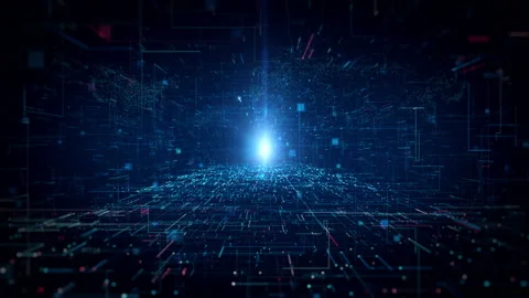 Digital Cyberspace with Digital Data Network Connections. High Speed Internet Stock Footage 221160321