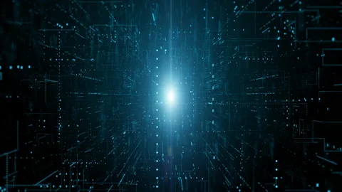 Digital cyberspace futuristic, Digital data matrix flowing and lighting, high Stock-Footage 154189143