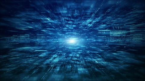 Digital cyberspace futuristic, Digital data matrix flowing and lighting, High Stock Footage 154190124
