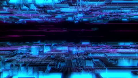 Digital cyberspace futuristic, Digital data matrix flowing and lighting, High Stock Footage 155951663