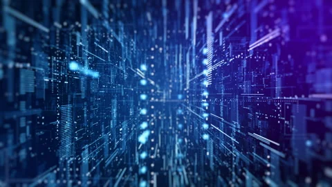 Digital cyberspace futuristic, Digital data matrix moving, High speed connect Video stock 155952041