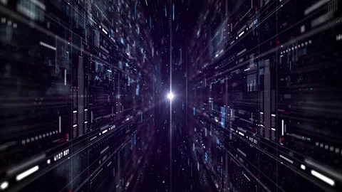 Digital cyberspace futuristic, Digital data matrix flowing and lighting, 5g Stock Footage 165575925