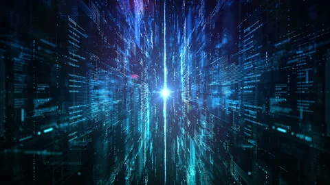 Digital cyberspace futuristic, Digital data matrix flowing and lighting, 5g Video stock 169133429