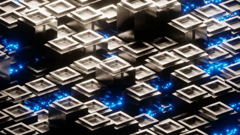 Digital cyberspace geometric background big data concept with particles and Видео 229235871