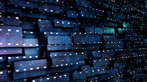 Digital cyberspace geometric background with particles and Digital data netwo Stock Footage 120340176