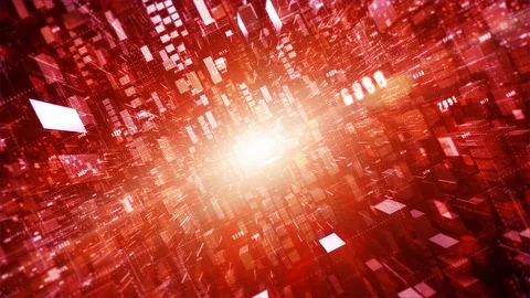 Digital cyberspace geometric background with particles and digital data netwo Stock Footage 120340604