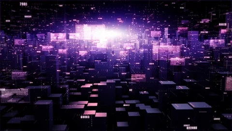 Digital cyberspace geometric background with particles and digital data netwo Stock Footage 120890491