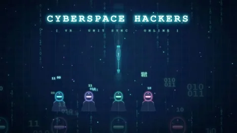 Digital Cyberspace Hackers Concept with Glowing Trophy and Binary Code Data Stock Footage 341832746