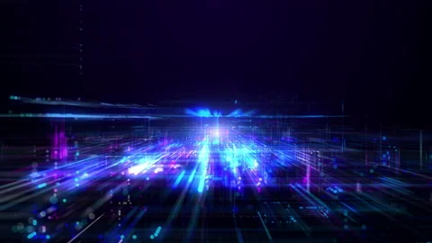 Digital Cyberspace with Line Moving, Network Connections, Technology Digital Stock Footage 171102096