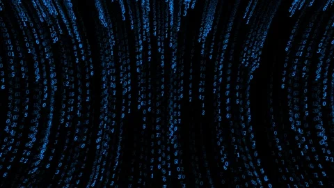 Digital Cyberspace with matrix numbers rain and Digital Data Network Connections Stock Footage 296090428